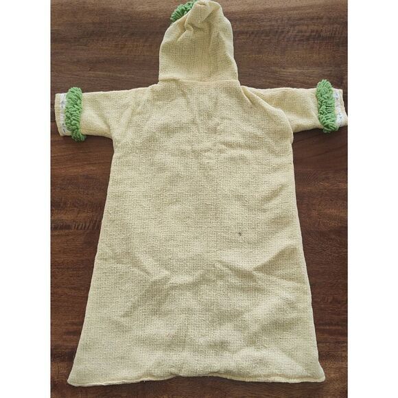 Vintage handmade baby bunting w bunny trim yellow green Easter lined - Picture 5 of 13